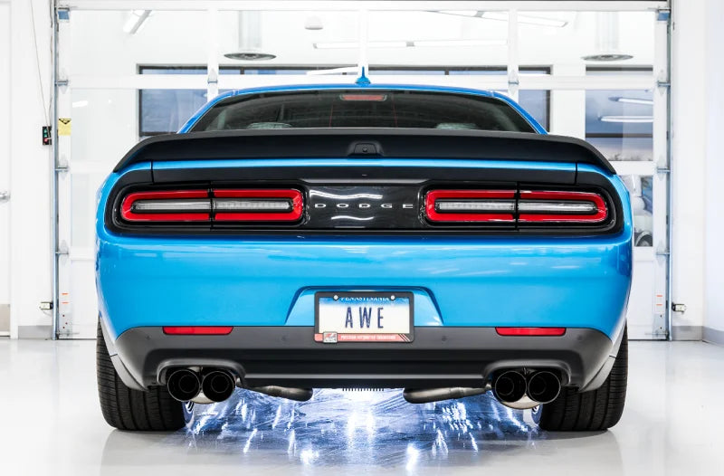 AWE Tuning 2015+ Dodge Challenger 6.4L/6.2L Non-Resonated Touring Edition Exhaust - Quad Black Tips - Additional View 5