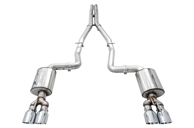 AWE Tuning 2015+ Dodge Challenger 6.4L/6.2L Non-Resonated Touring Edition Exhaust - Quad Silver Tips - Main Product View
