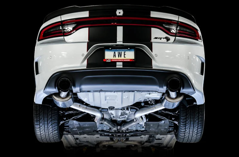 AWE Tuning 2015+ Dodge Charger 6.4L/6.2L Non-Resonated Touring Edition Exhaust - Diamond Blk Tips - Side View