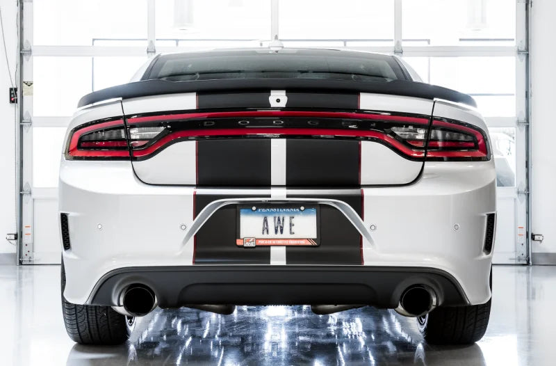 AWE Tuning 2015+ Dodge Charger 6.4L/6.2L Supercharged Track Edition Exhaust - Diamond Black Tips - Side View