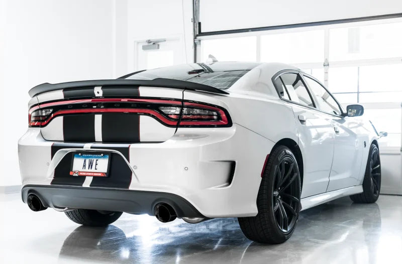 AWE Tuning 2015+ Dodge Charger 6.4L/6.2L Supercharged Track Edition Exhaust - Diamond Black Tips - Back View