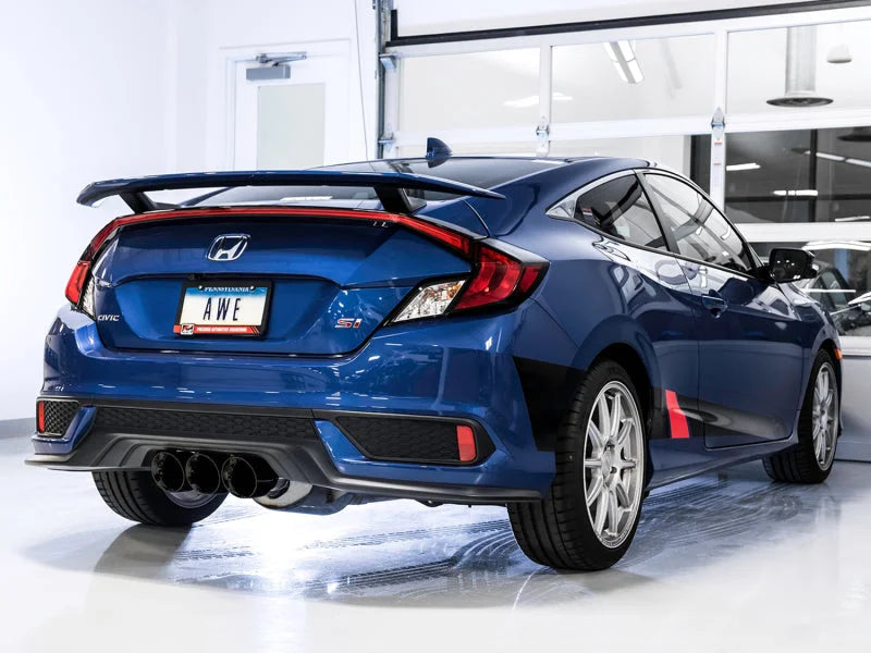 AWE Tuning 2016+ Honda Civic Si Touring Edition Exhaust w/Front Pipe & Dual Diamond Black Tips - Back View