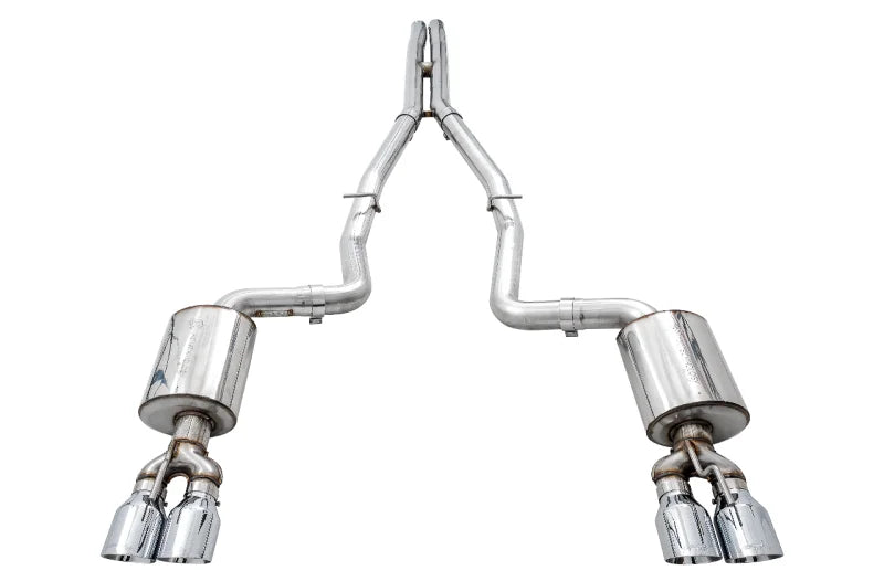 AWE Tuning 2017+ Challenger 5.7L Touring Edition Exhaust - Non-Resonated - Chrome Silver Quad Tips - Main Product View