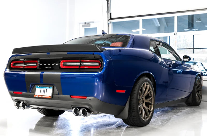 AWE Tuning 2017+ Dodge Challenger 5.7L Track Edition Exhaust - Chrome Silver Quad Tips - Side View