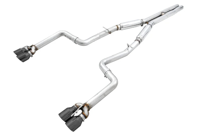 AWE Tuning 2017+ Dodge Challenger 5.7L Track Edition Exhaust - Diamond Black Quad Tips - Side View