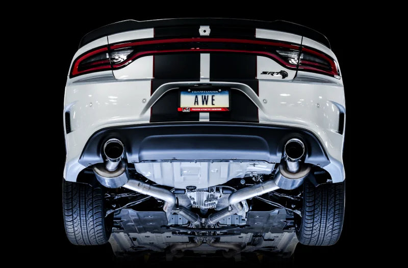 AWE Tuning 2017+ Dodge Charger 5.7L Touring Edition Exhaust - Non-Resonated - Chrome Silver Tips - Back View