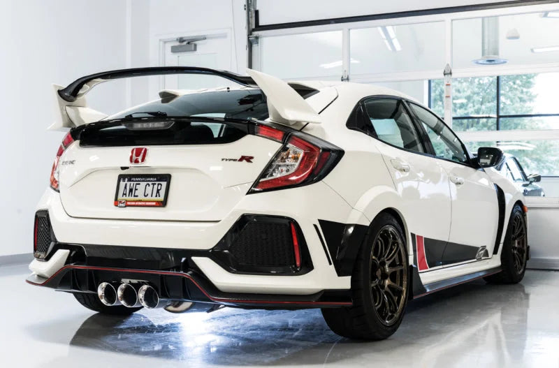AWE Tuning 2017+ Honda Civic Type R Track Edition Exhaust w/Front Pipe & Triple Chrome Silver Tips - Side View