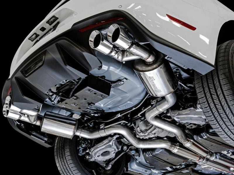 AWE Tuning 2018+ Ford Mustang GT (S550) Cat-back Exhaust - Touring Edition (Quad Chrome Silver Tips) - Side View