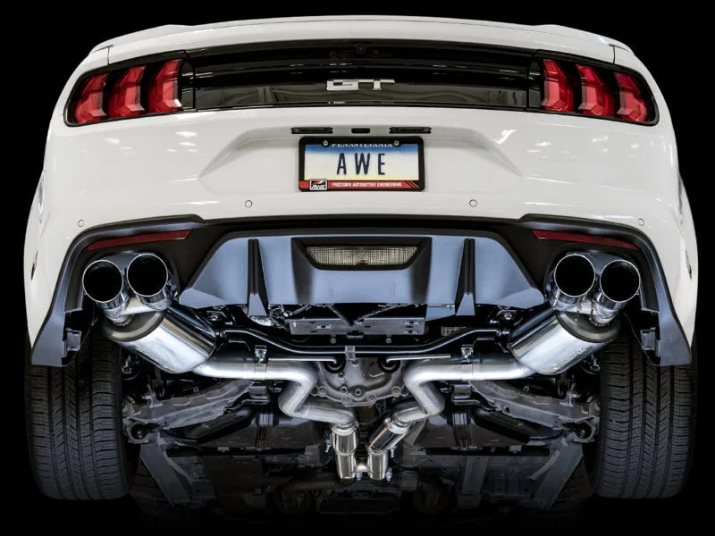 AWE Tuning 2018+ Ford Mustang GT (S550) Cat-back Exhaust - Touring Edition (Quad Chrome Silver Tips) - Additional View 5