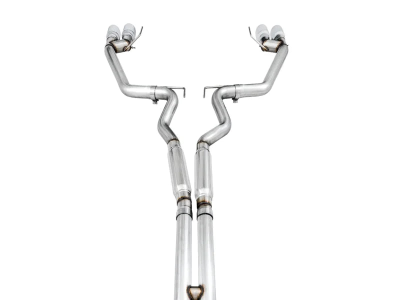 AWE Tuning 2018+ Ford Mustang GT (S550) Cat-back Exhaust - Track Edition (Quad Chrome Silver Tips) - Back View