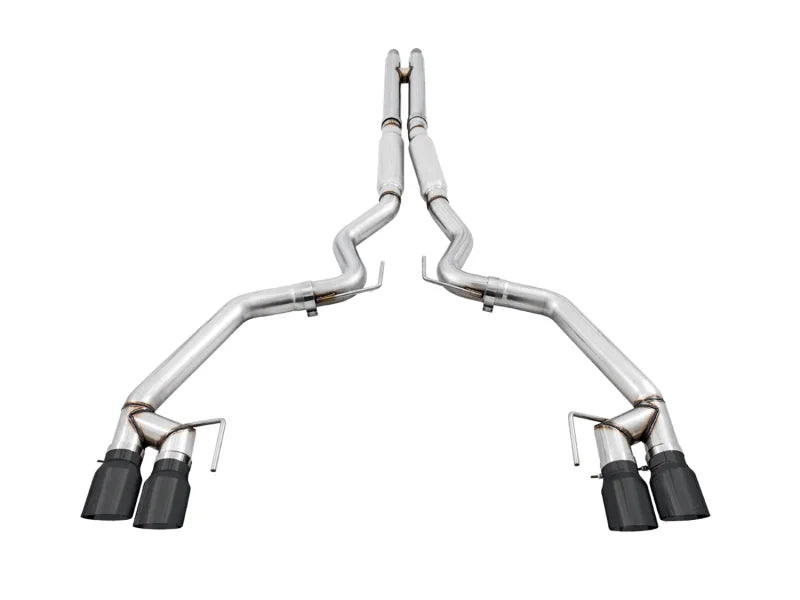 AWE Tuning 2018+ Ford Mustang GT (S550) Cat-back Exhaust - Track Edition (Quad Diamond Black Tips) - Back View