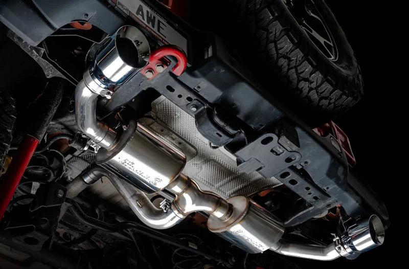AWE Tuning 2018+ Jeep Wrangler JL/JLU Tread Edition Axle-Back Dual Exhaust - Chrome Silver Tips - Back View
