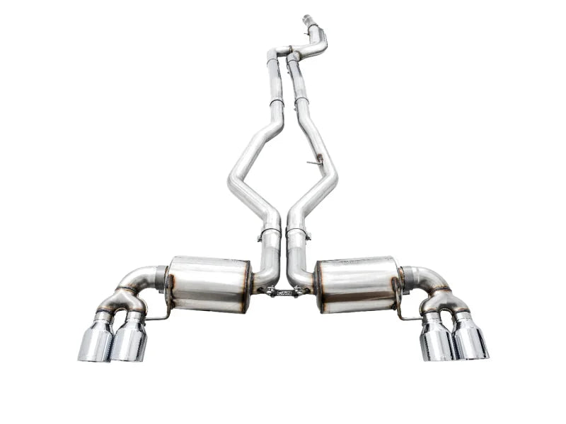 AWE Tuning 2019+ BMW M340i (G20) Non-Resonated Touring Edition Exhaust - Quad Chrome Silver Tips - Main Product View