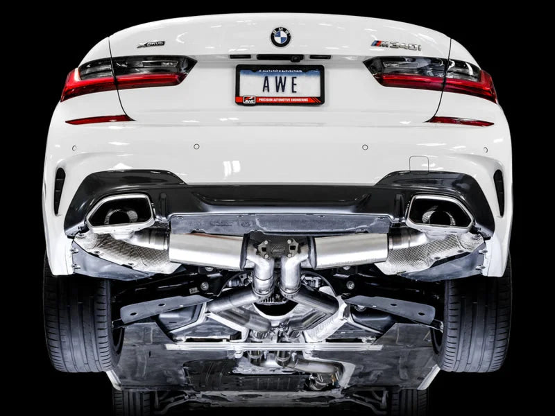AWE Tuning 2019+ BMW M340i (G20) Resonated Touring Edition Exhaust (Use OE Tips) - Side View