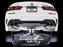 Load image into Gallery viewer, AWE Tuning 2019+ BMW M340i (G20) Resonated Touring Edition Exhaust - Quad Chrome Silver Tips - Back View