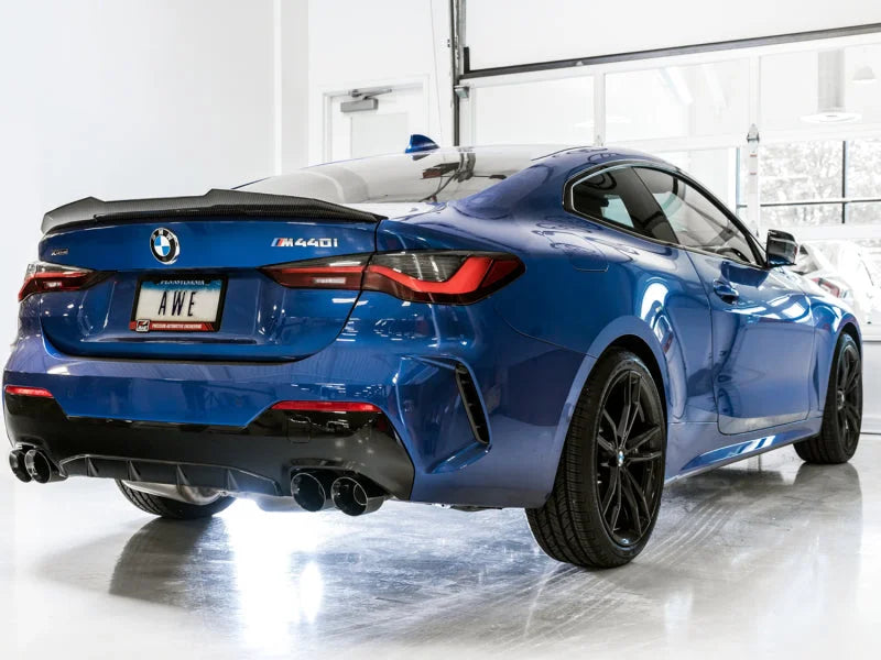AWE Tuning 2019+ BMW M340i (G20) Resonated Touring Edition Exhaust - Quad Diamond Black Tips - Additional View 6
