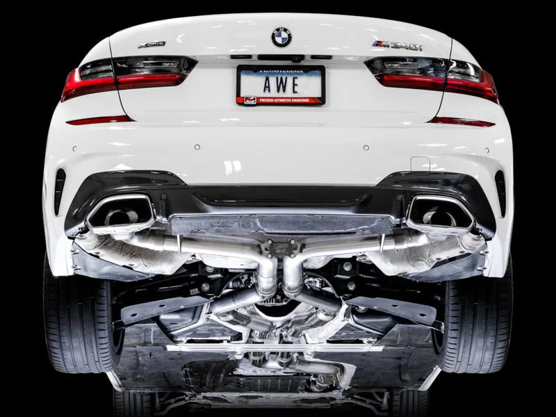 AWE Tuning 2019+ BMW M340i (G20) Track Edition Exhaust (Use OE Tips) - Side View