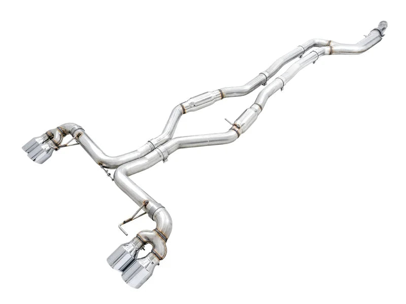 AWE Tuning 2019+ BMW M340i (G20) Track Edition Exhaust - Quad Chrome Silver Tips - Main Product View