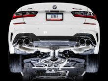 Load image into Gallery viewer, AWE Tuning 2019+ BMW M340i (G20) Track Edition Exhaust - Quad Chrome Silver Tips - Back View