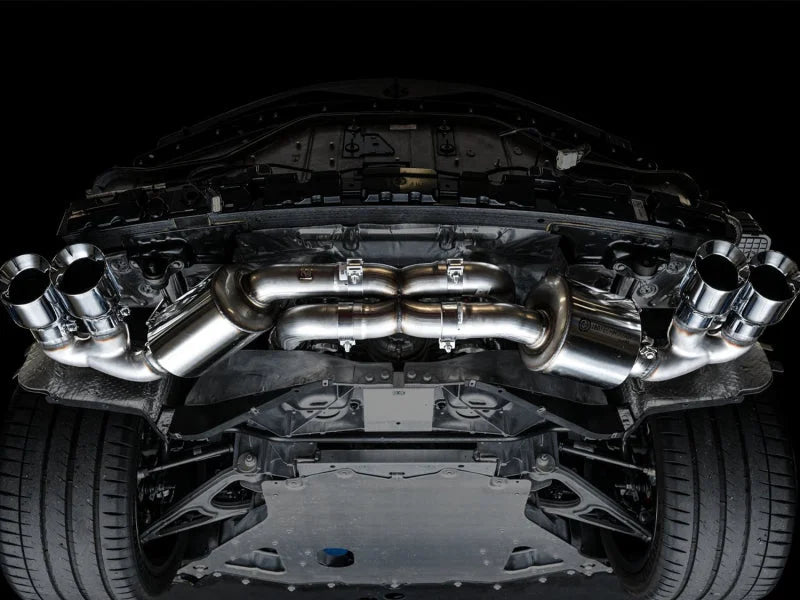 AWE Tuning 2020 Chevrolet Corvette (C8) Touring Edition Exhaust - Quad Chrome Silver Tips - Back View