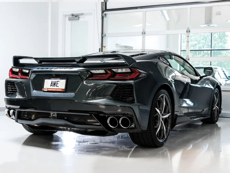 AWE Tuning 2020 Chevrolet Corvette (C8) Touring Edition Exhaust - Quad Chrome Silver Tips - Additional View 8