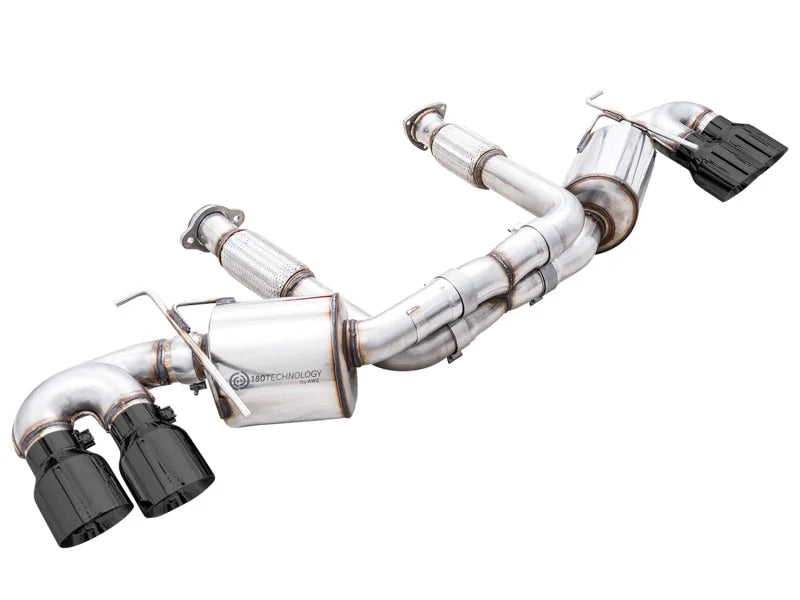 AWE Tuning 2020 Chevrolet Corvette (C8) Touring Edition Exhaust - Quad Diamond Black Tips - Main Product View