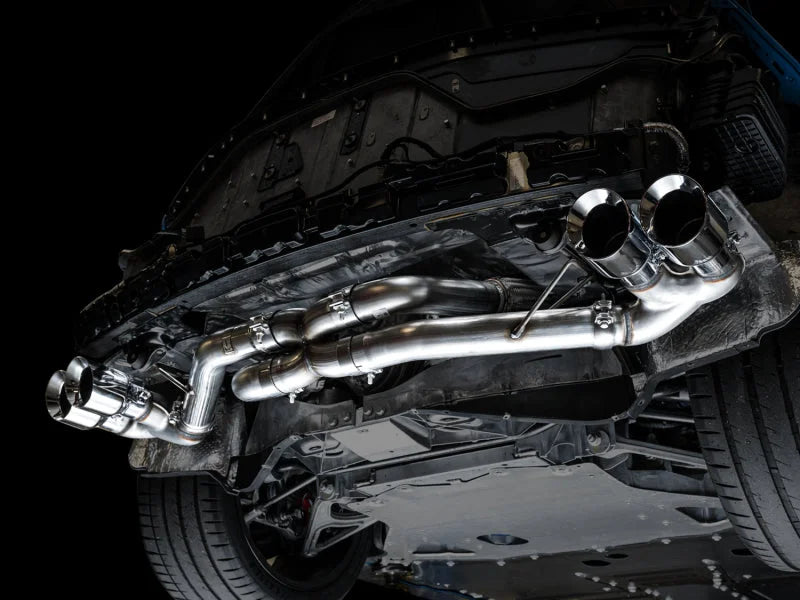 AWE Tuning 2020 Chevrolet Corvette (C8) Track Edition Exhaust - Quad Chrome Silver Tips - Back View