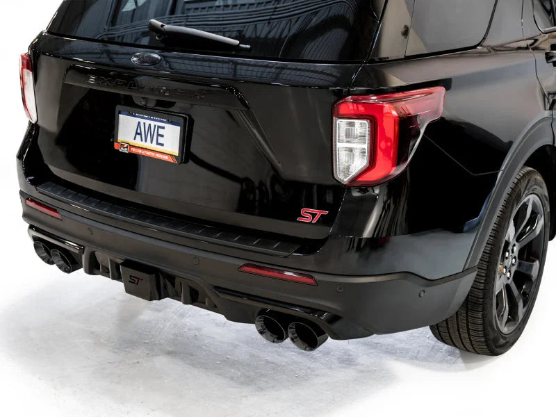 AWE Tuning 2020+ Ford Explorer ST Touring Edition Exhaust w/ Diamond Black Tips - Back View