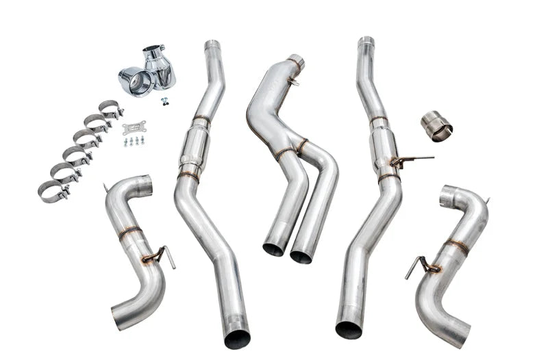 AWE Tuning 2020 Toyota Supra A90 Track Edition Exhaust - 5in Chrome Silver Tips - Installation View