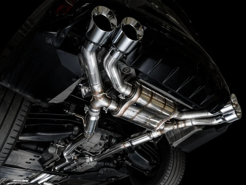 AWE Tuning 2021+ Cadillac CT4-V Blackwing SwitchPath Exhaust - Chrome Silver Tips - Side View