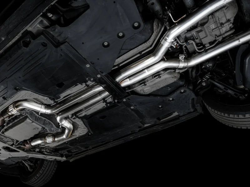 AWE Tuning 2021+ Cadillac CT4-V Blackwing SwitchPath Exhaust - Chrome Silver Tips - Installation View