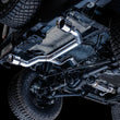 Load image into Gallery viewer, AWE Tuning 2021+ Ford Bronco 0FG Dual Rear Exit Exhaust w/Chrome Silver Tips &amp; Bash Guard - Side View
