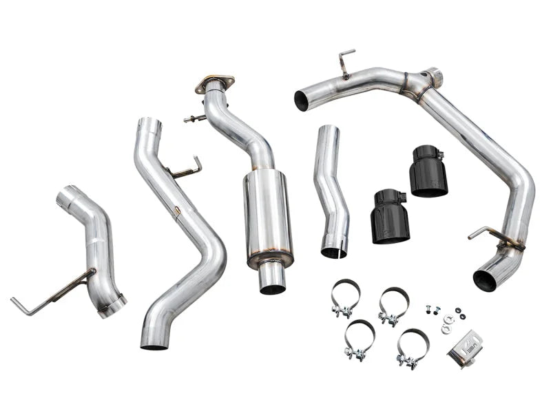 AWE Tuning 2021+ Ford Bronco 0FG Dual Rear Exit Exhaust w/Diamond Black Tips & Bash Guard - Additional View 6