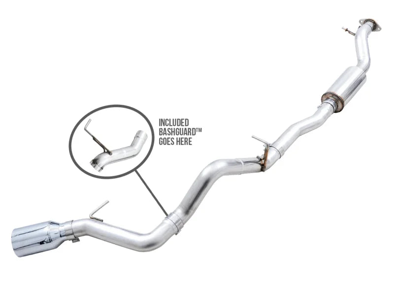 AWE Tuning 2021+ Ford Bronco 0FG Single Rear Exit Exhaust w/Chrome Silver Tip & Bash Guard - Main Product View