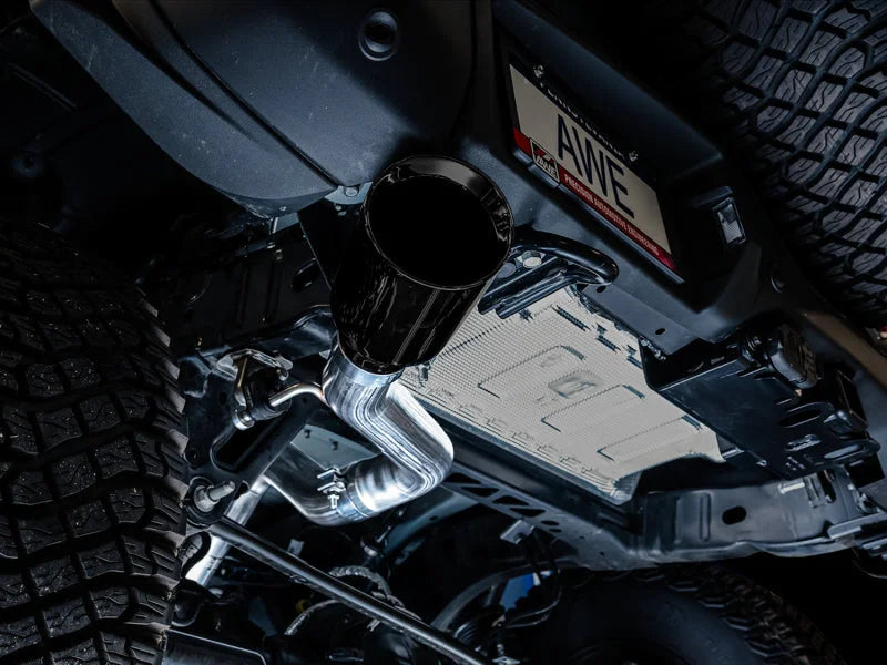 AWE Tuning 2021+ Ford Bronco 0FG Single Rear Exit Exhaust w/Diamond Black Tip & Bash Guard - Additional View 5