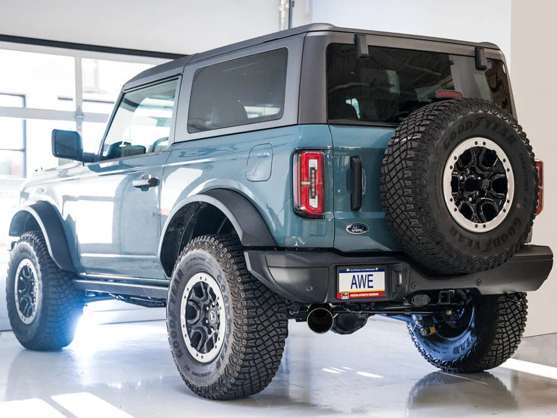 AWE Tuning 2021+ Ford Bronco 0FG Single Rear Exit Exhaust w/Diamond Black Tip & Bash Guard - Additional View 6