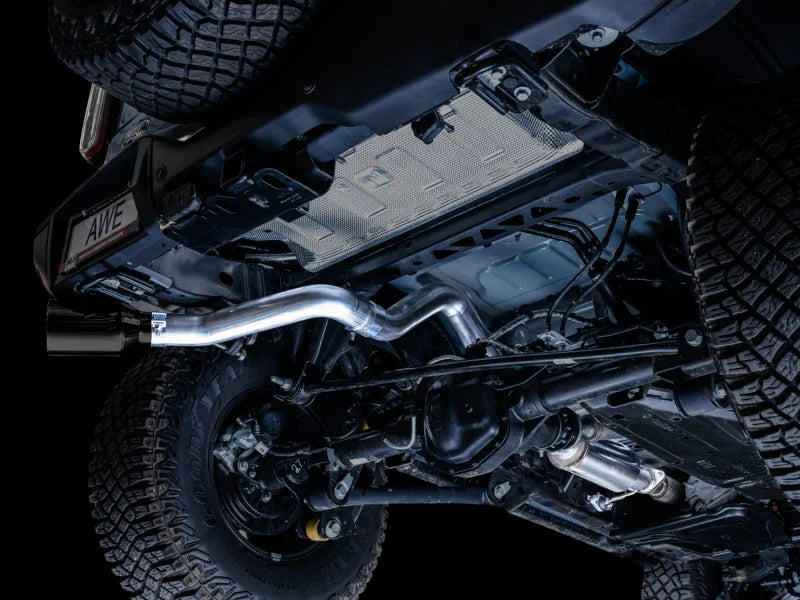 AWE Tuning 2021+ Ford Bronco 0FG Single Rear Exit Exhaust w/Diamond Black Tip & Bash Guard - Additional View 7