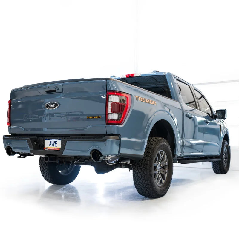 AWE Tuning 2021+ Ford F-150 Tremor (w/ Bumper Cutouts) 0FG Non-Resonated Catback -Diamond Black Tips - Additional View 9