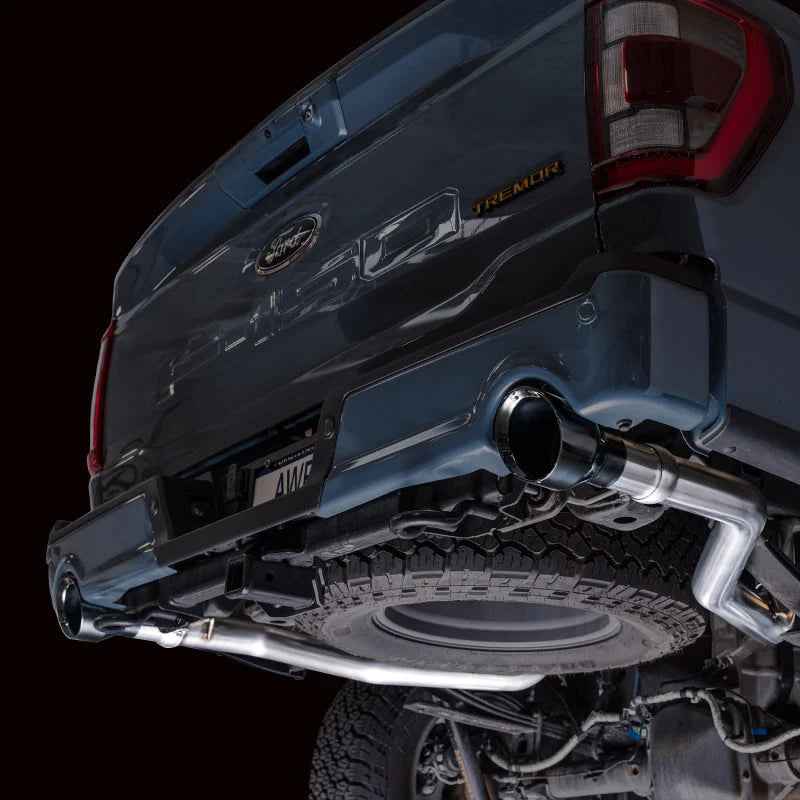 AWE Tuning 2021+ Ford F-150 Tremor (w/ Bumper Cutouts) 0FG Resonated Catback - Diamond Black Tips - Additional View 5