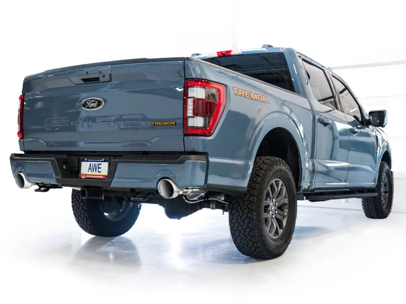 AWE Tuning 2021+ Ford F150 Tremor w/ Bumper Cutouts 0FG Non-Resonated Cat-Back w/ Chrome Silver Tips - Additional View 5