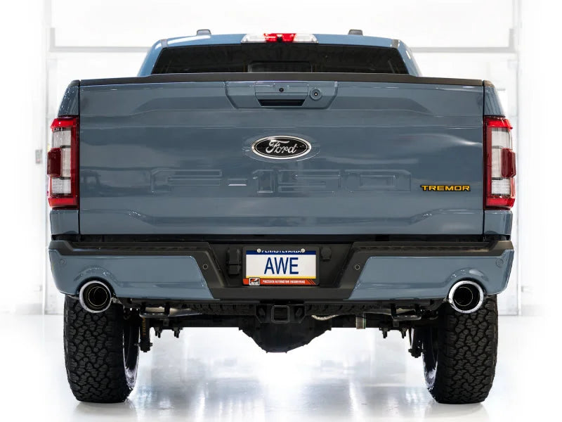 AWE Tuning 2021+ Ford F150 Tremor w/ Bumper Cutouts 0FG Non-Resonated Cat-Back w/ Chrome Silver Tips - Additional View 7