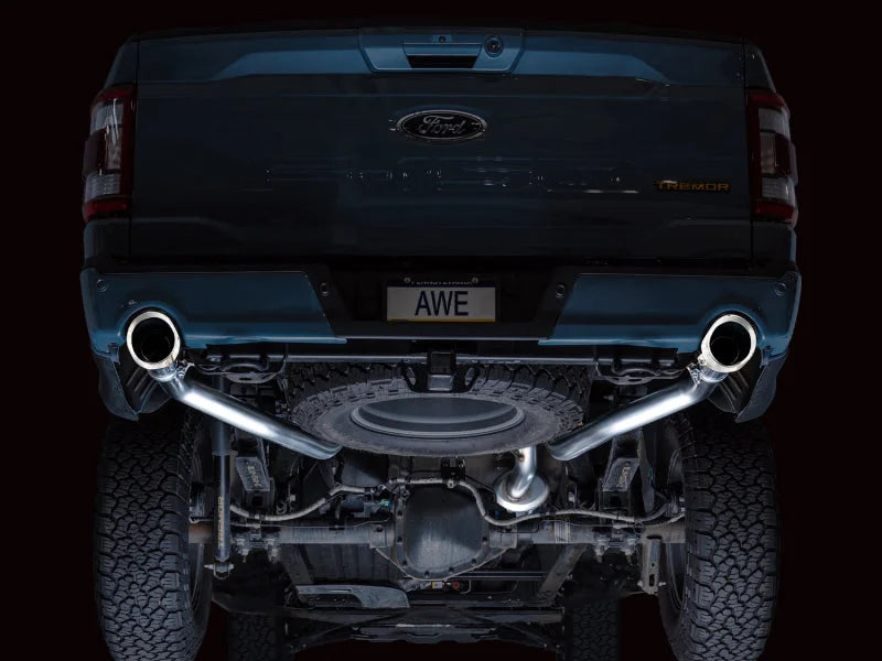AWE Tuning 2021+ Ford F150 Tremor w/ Bumper Cutouts 0FG Non-Resonated Cat-Back w/ Chrome Silver Tips - Additional View 9