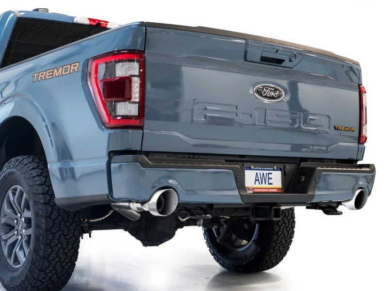 AWE Tuning 2021+ Ford F150 Tremor w/ Bumper Cutouts 0FG Non-Resonated Cat-Back w/ Chrome Silver Tips - Additional View 10