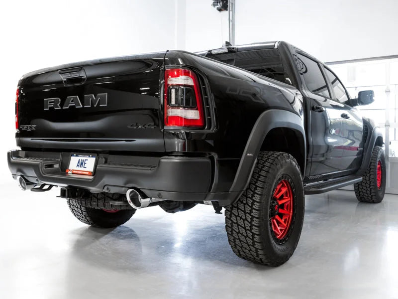 AWE Tuning 2021 RAM 1500 TRX 0FG Cat-Back Exhaust - Chrome Silver Tips - Back View
