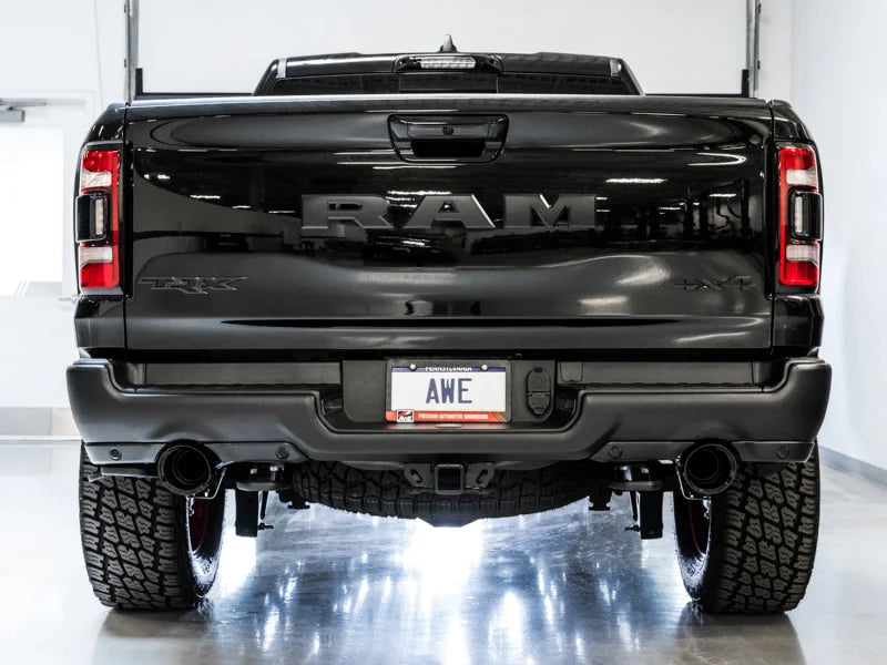 AWE Tuning 2021 RAM 1500 TRX 0FG Cat-Back Exhaust - Diamond Black Tips - Installation View