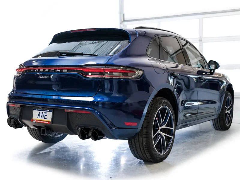 AWE Tuning 2022+ Porsche Macan 2.9TT Touring Edition Catback Exhaust w/ Diamond Black Tips - Installation View