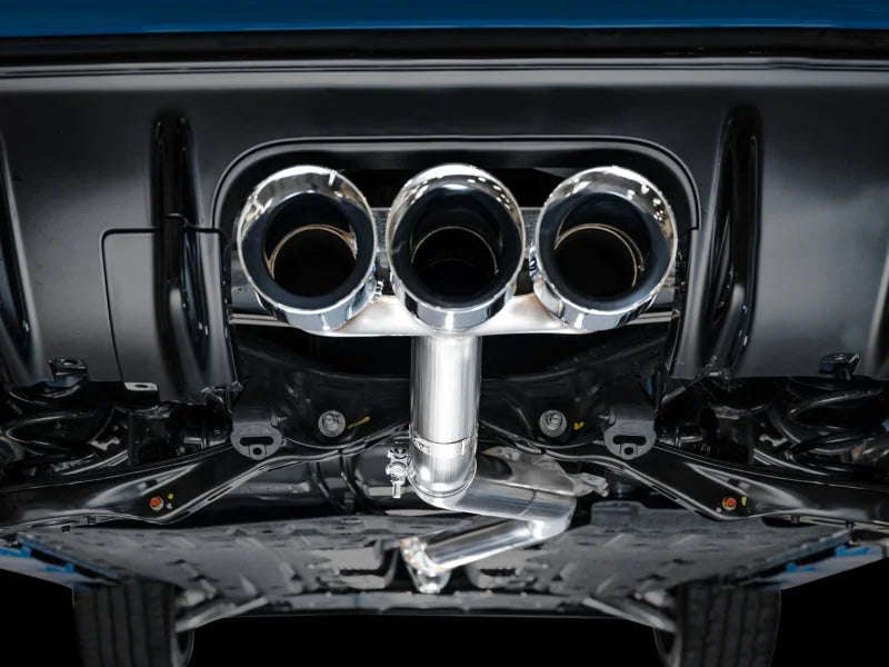 AWE Tuning 2023 Honda Civic Type R FL5 Track Edition Exhaust w/ Triple Chrome Silver Tips - Back View