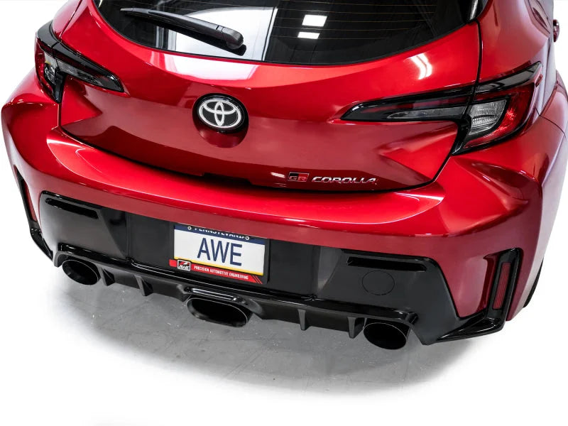 AWE Tuning 2023+ Toyota GR Corolla Track Edition Exhaust - Diamond Black Tips - Back View