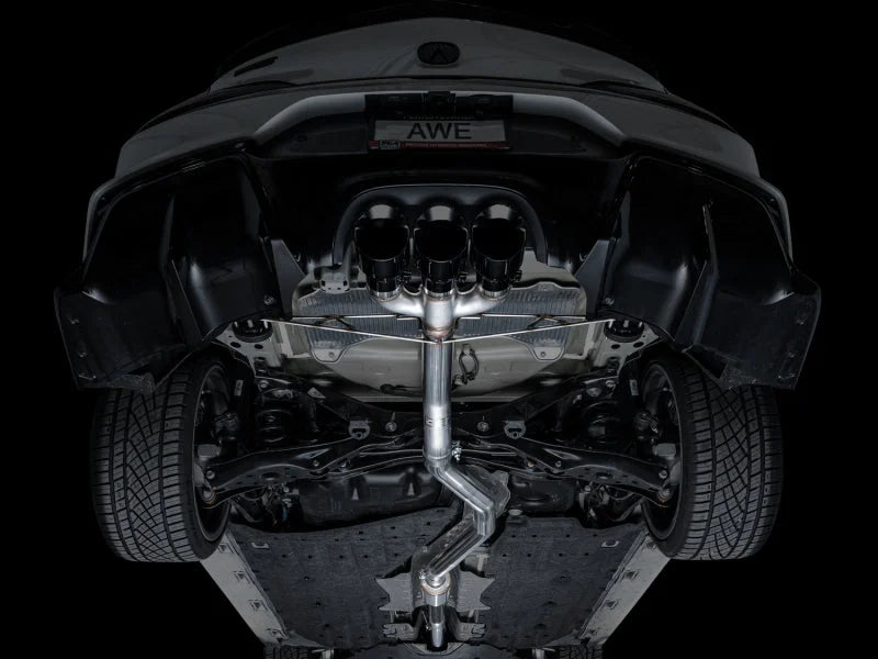 AWE Tuning 2024 Acura Integra Type S DE5 FWD Track Edition Exhaust w/ Triple Diamond Black Tips - Back View