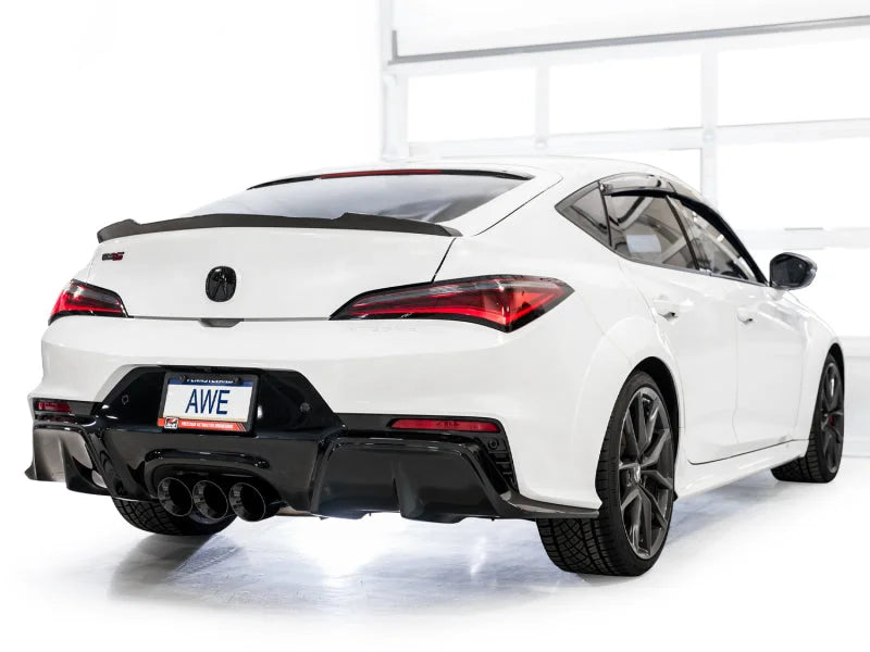 AWE Tuning 2024 Acura Integra Type S DE5 FWD Track Edition Exhaust w/ Triple Diamond Black Tips - Installation View